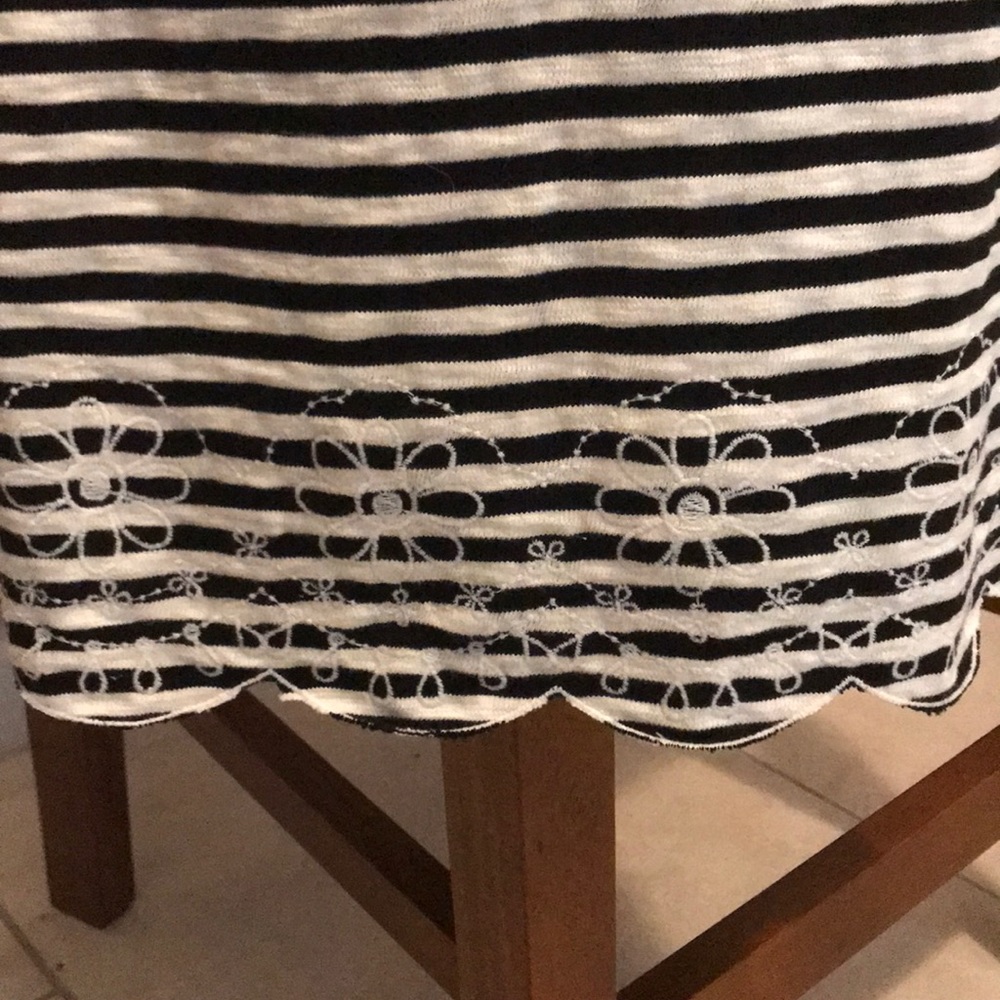 3/$10 Black/White Striped Dress Scalloped Hem - Picture 3 of 3